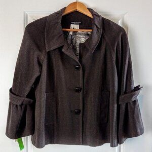 Lucien Daunois Brown Faux Leather Trim Jacket